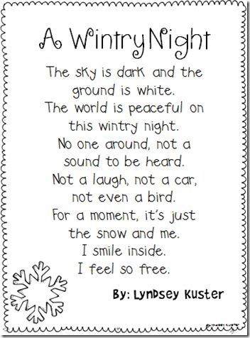 Kids Poems About Snow Kids Poems Poems About School Poetry For