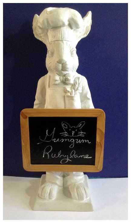 Fleur De Lis Bunny Rabbit Chef Statue Chalk Board Menu 1998 Fleur De Lis Bunny Rabbit Chef Statue