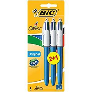 white with coloured feather design BIC 4 Colour Pen