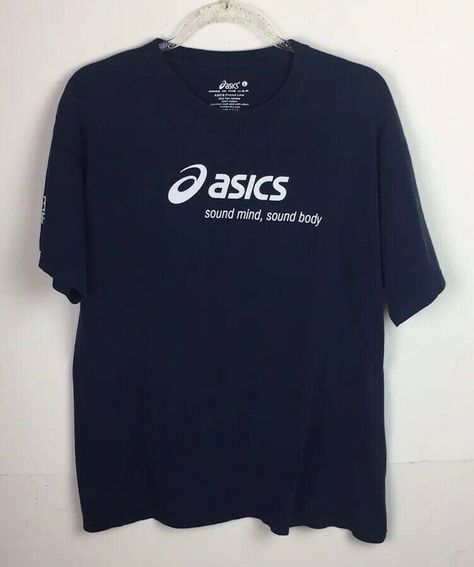 Asics Hibbett Sports Adult Large T-Shirt Black Short Sleeve Sound Mind Body #ASICS | T shirt