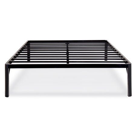 Granrest 16 Heavy Duty Steel Slat Bed Frame Non Slip Queen Walmart Com Metal Platform Bed Tall Bed Frame Platform Bed Frame