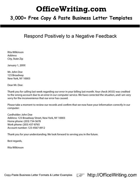Respond Positively to a Negative Feedback -- We have over 3,000 - dba resume Respond Positively to a Negative Feedback -- We have over 3,000 - dba resume