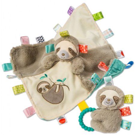 Sensory Stuffed Animal Soft Rattle With Teether Ring Molasses Sloth Baby