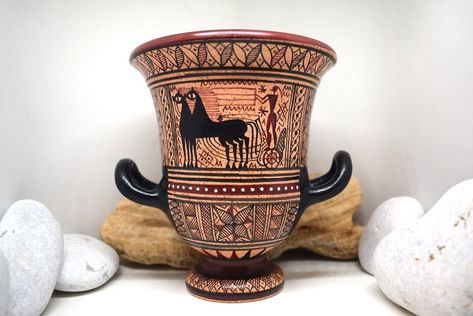 16.5cm 6.49in *FREE SHIPPING* Ancient Greek Ceramic Amphora Vase of the Geometric Period Handmade in Greece