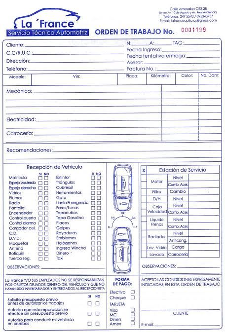 Formato De Orden De Trabajo Para Taller Mecanico Búsqueda De Google Taller Mecanico Taller Mecanico Automotriz Taller De Pintura Automotriz