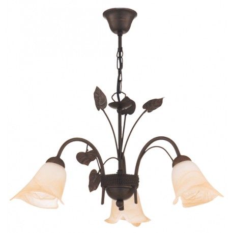 Lampara economica de forja de 3 luces, realizada en metal Lampara economica de forja de 3 luces, realizada en metal