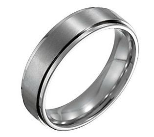 Titanium Ridged Edge 6mm Satin and Polished Band Titanium Ridged Edge 6mm Satin and Polished Band