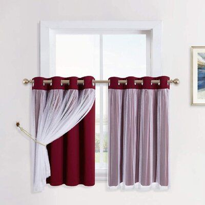 White Curtains For Small Window Half Panels With Grommet Top Double Layers Valances Lon Pink Bedroom Blackout Layered Pink Bedroom Curtains, 36 Length Blackout Curtains