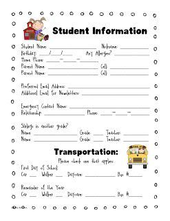 meet the teacher ideas downloads school student info sheet and first day of school information sheet
