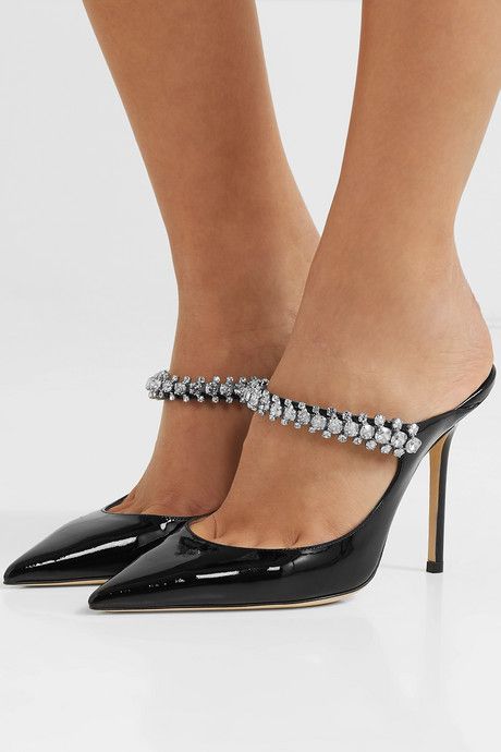 Bing 100 Crystal Embellished Patent Leather Mules | Fashion Bing 100 Crystal Embellished Patent Leather Mules | Fashion