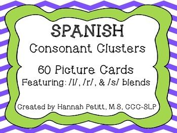 Spanish Consonant Cluster Picture Cards Consonant Clusters