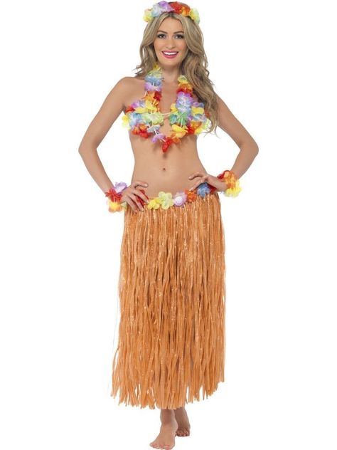 Hawaiian Themed Fancy Dress Lei Hula Skirts Tassles Costume Set Flower Garland