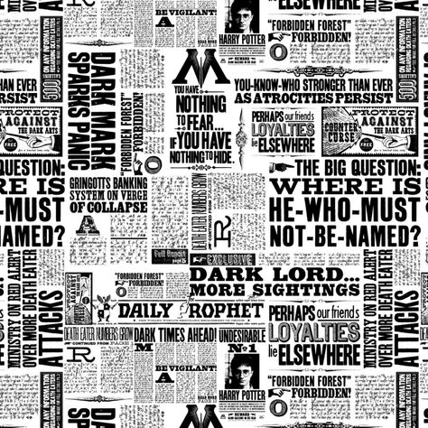 Newsprint By The Yard TheFabricEdge Harry Potter Fabric HP Newspaper