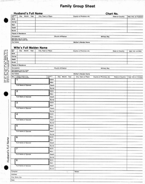 family group sheets printable family history record sheet page 1 misbach family group sheet