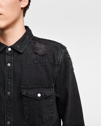 zara ripped denim overshirt