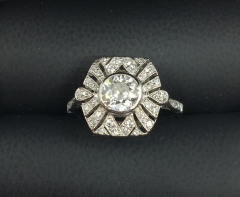 Anillo maravilloso en el estilos del art-deco brillante y rubíes RG 56