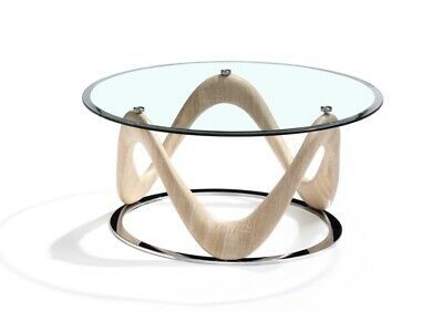 Fuji Circular Coffee Table Sonoma Oak Chrome Clear Glass In 2021 Fuji Circular Coffee Table Sonoma Oak, Furniture Village Round Glass Coffee Table