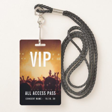 Vip All Access Name Photo Custom Concert Badge Zazzle Com In 2021 Concert Badge Concert Badge