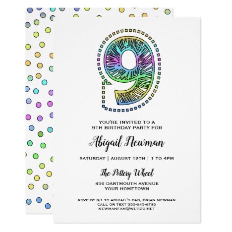 cool whimsical fun 9th birthday party invitation zazzle invitations for birthdays