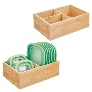 MyGift 5-Compartment Natural Bamboo Wood Tea Storage Box