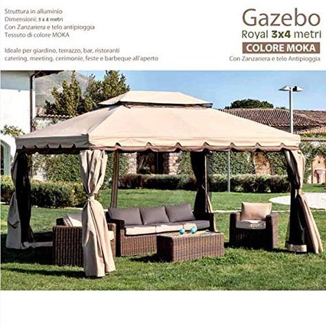 Completo di 4 Zanzariere e 4 Teli Laterali BAKAJI Gazebo da Giardino Struttura in Alluminio con Copertura Telo 400 gr//mq con Spalmatura Anti-UV Antipioggia 3 X 3 MT