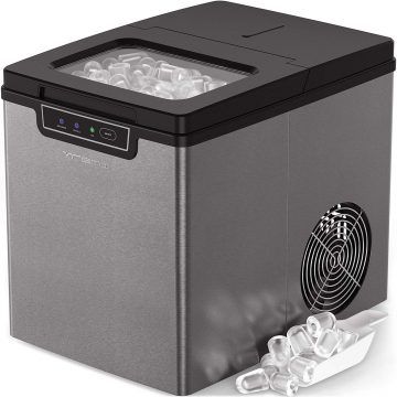 Kealive Ice Maker Machine Countertop 48 lbs Square Ice Cubes in 24 Hours Portable Ice Maker for Tabletop Bar Top Clear Ice Ready in 15 Minutes with 3 lbs Storage and Scoop Stainless Steel