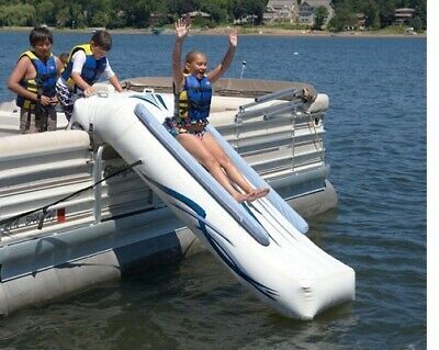 New Rave Sports 00001 Pontoon Boat 10 Inflatable Water Slide W Warranty Pump Ebay Pontoon Boat Pontoon Boat With Slide