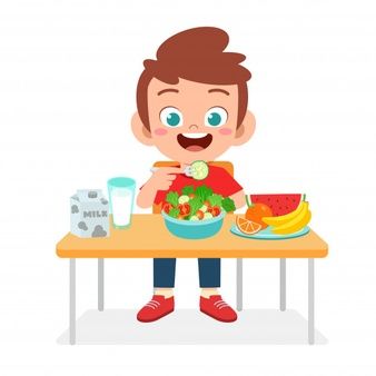 Niños Comiendo Comida Vector Premium Niños Felices Niños Saludables Niños Lindos