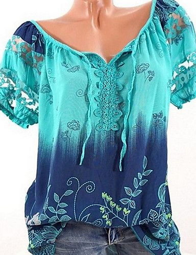 Womens Summer Short Sleeve Tie-dyed T Shirt Casual Plus Size Boho Tops Blouse US
