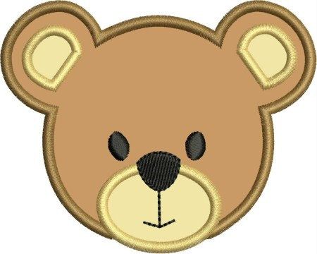 Peekaboo bear face machine embroidery design in applique and stitched