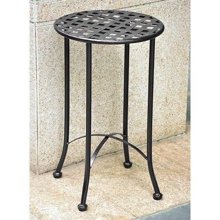 Mandalay 15 Inch Round Patio Table Wrought Iron Pewter Side Mandalay 15 Inch Round Patio Table, Wrought Iron Side Table Outdoor