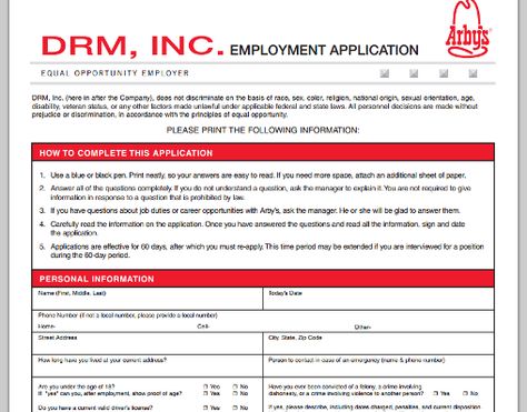 Arbyu0027s printable job application Jobs And Careers Pinterest - basic employment application Arbyu0027s printable job application Jobs And Careers Pinterest - basic employment application