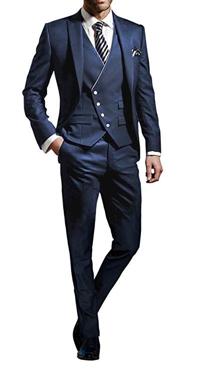 YSMO M/änner Slim Fit Anz/üge Weste Business Tuxedo Dreiteilige Jacke Hosen Weste Set