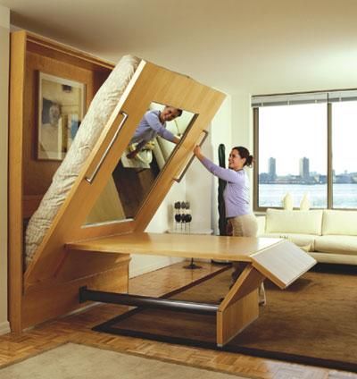 Pine Murphy Bed Hidden in a Bookshelf Pine Murphy Bed Hidden in a Bookshelf