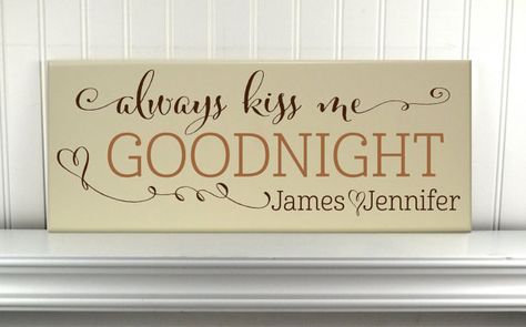 Personalized Always Kiss Me Goodnight Sign With Couples Names