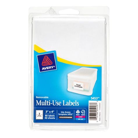 Avery Multi-Use Labels, 3 x 4 in., White, 80 Count (5453) | Printing labels, Remove labels ...