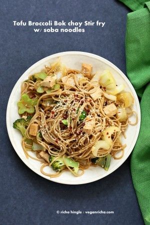Tofu Broccoli Bok Choy Stir Fry With Garlic Sesame Soy Sauce And Soba Noodles Vegan Tofu Broccoli Bok Choy Stir Fry With Garlic Sesame Soy Sauce And Soba Noodles Vegan