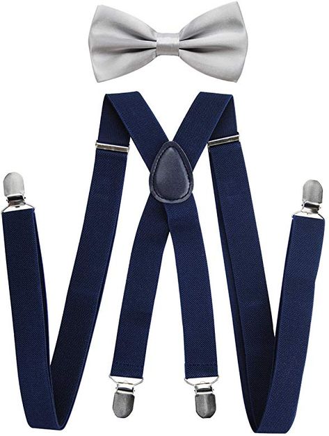 HFLI4 4 fuertes clips en forma de X Tirantes Axy para hombre con pajarita