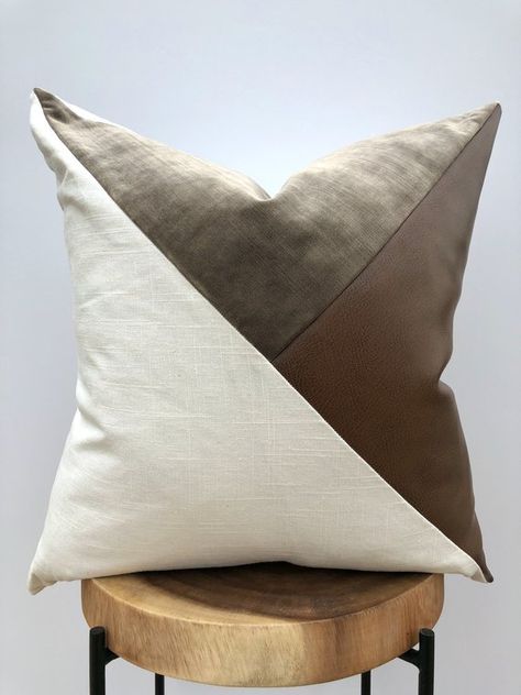 Faux leather throw pillow Cover with Square Faux Leather Pillow