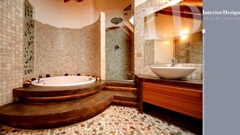 Bagno Con Vasca Idromassaggio E Box Doccia Vetro Trasparente Www