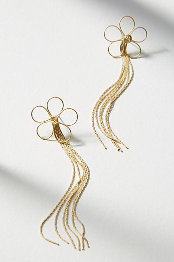 Gold Daisy Drop Bar Earrings Pearl Centre Bar Earrings Pearl Earrings Earrings