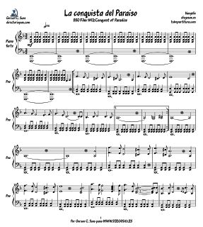 La Conquista Del Paraíso By Vangelis Partitura Para Piano 1942 Bso Paperblog Partituras Piano Partituras Piano