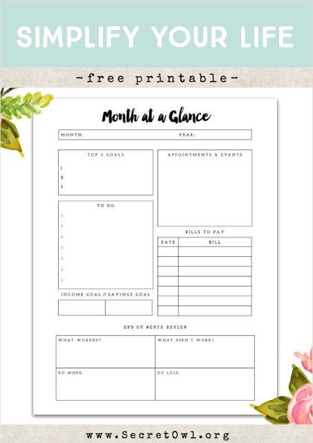 Free Printable - Month at a Glance Free printable, Planners and - sample planning calendar Free Printable - Month at a Glance Free printable, Planners and - sample planning calendar