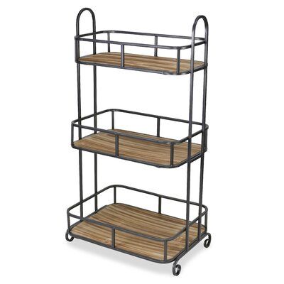 Gracie Oaks Nappi 3 Tier Bar Cart Metal Bar Cart Retro Bar Cart Wooden Bar Cart