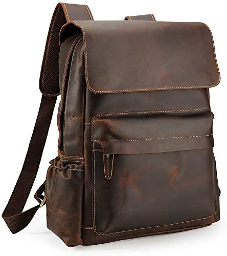 Leather Rucksack Women Men School College Bag Travel Hiking Bag,Laptop Rucksack Leather Crazy Horse Bag Leather BackPack BackPack Purse