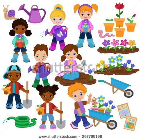 Planting a garden clipart