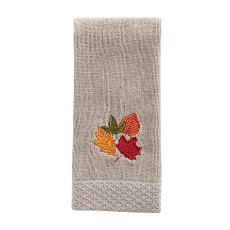 Embroidered Beige Bathroom Hand Towel Halloween Fall Pumpkin HS1386