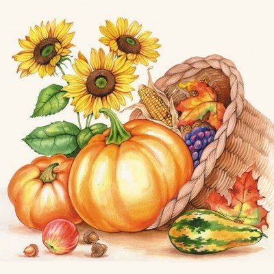 4x Paper Napkins for Decoupage Decopatch Craft Painted pumpkins