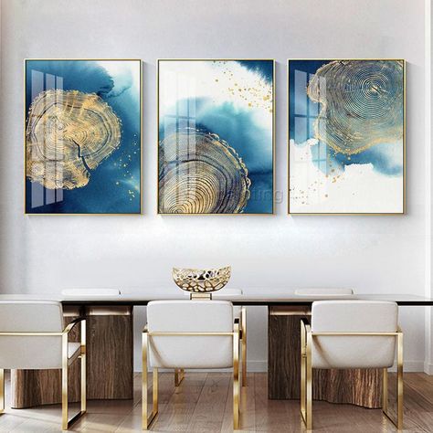 Senza Cornice 50 x 70 x 3 Pezzi Quadro Minimalista Astratto Geometrico su Tela Rosa Blu Quadri da Parete Arte Poster per Salotto Arredamento Interno casa