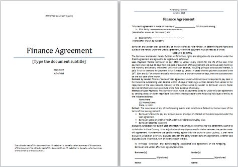 finance agreement template at worddoxorg Microsoft Templates - credit agreement finance agreement template at worddoxorg Microsoft Templates - credit agreement